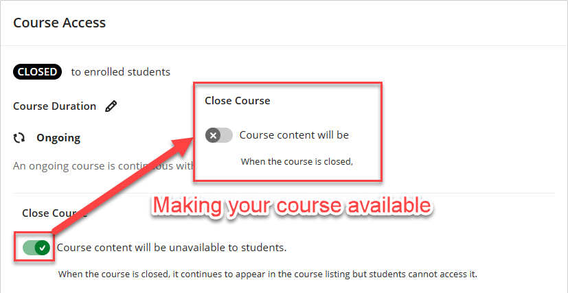 Course settings