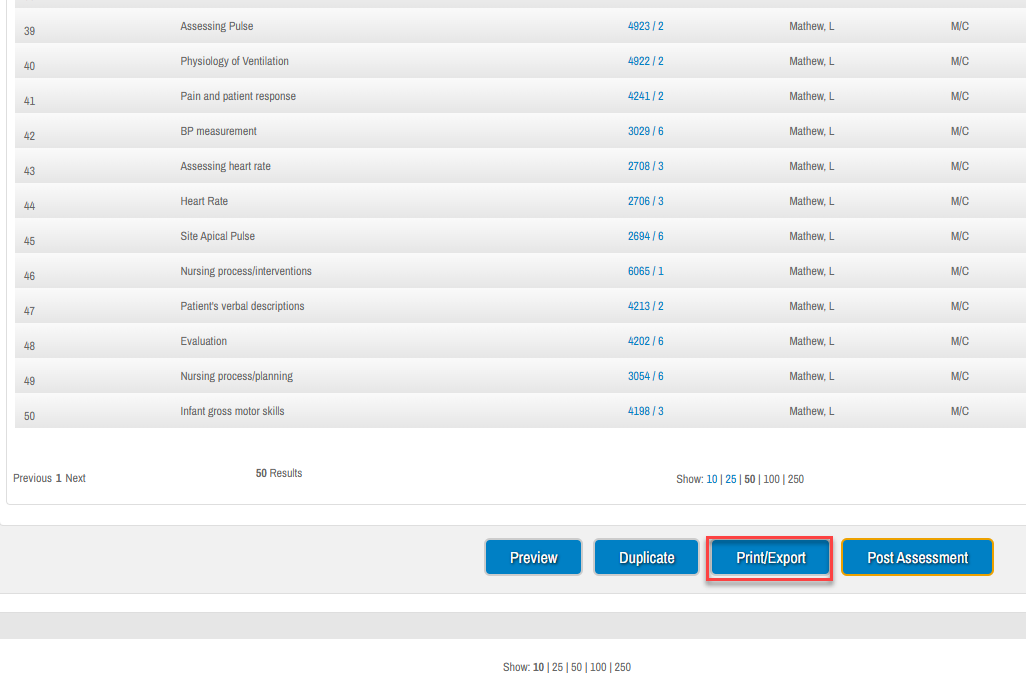 Press Print/Export button