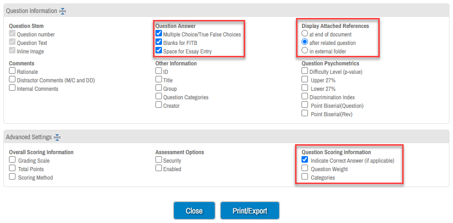 Choose options